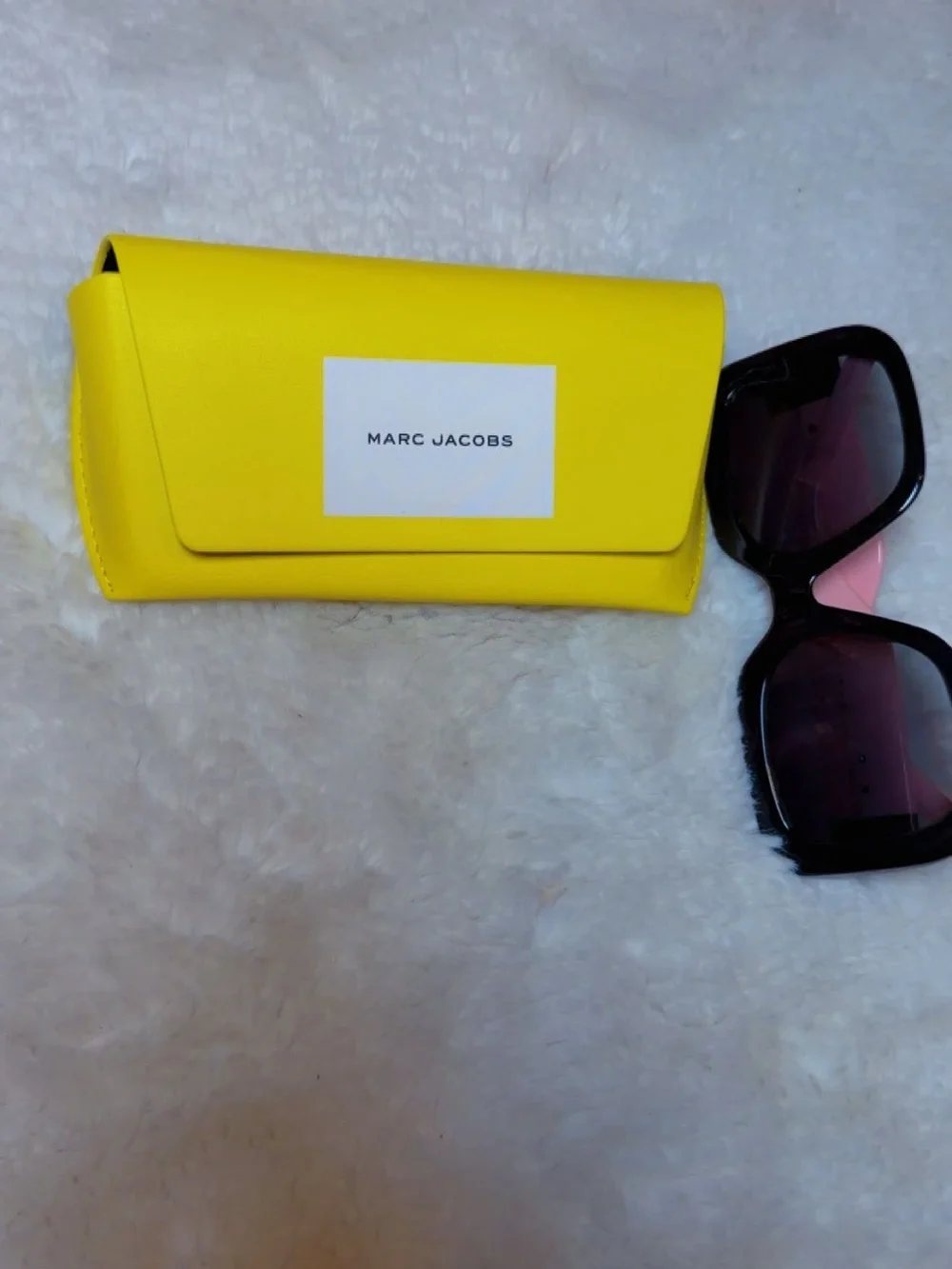 Marc Jacobs Pink and Black Square Sunglasses with Yellow Case